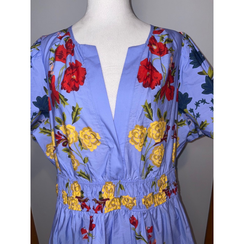 Anthropologie Somerset Maxi Dress Blue Floral Smocked Tiered Cotton XL New - Picture 3 of 9